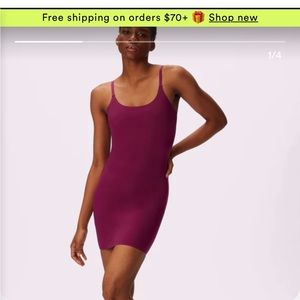 Purple minidress smoothing slip dress built-in shapewear